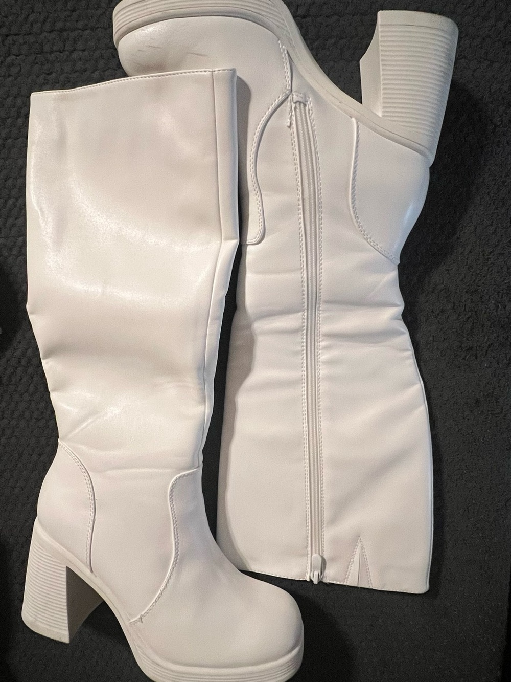 White Women's Knee-High Platform Heel Boots